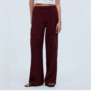 Madewell Maroon Cargo Wide Leg Pants